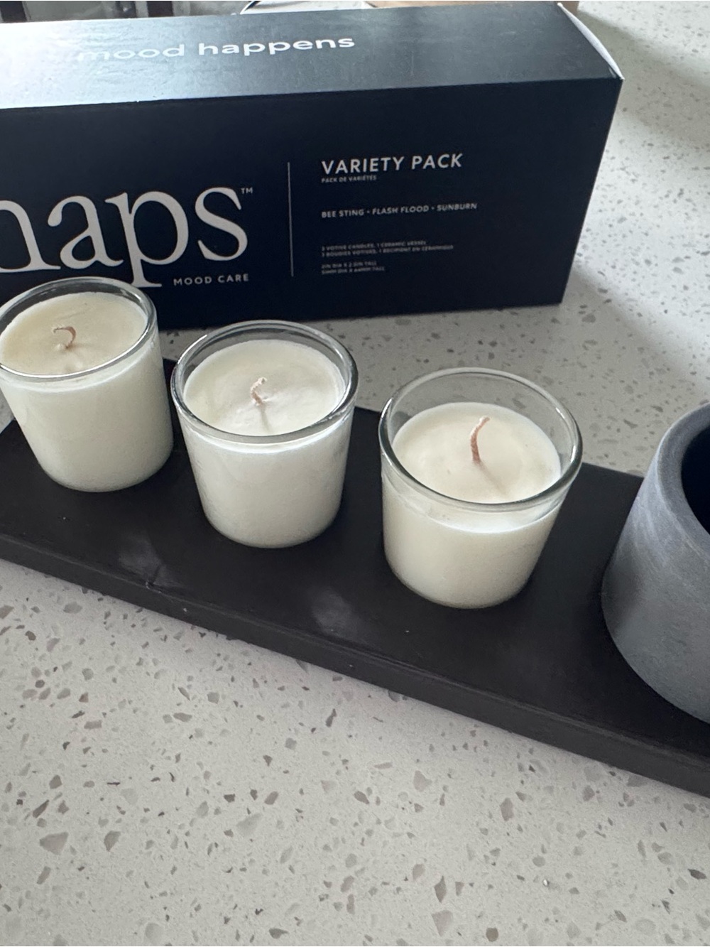 haps Mood Care Variety Pack Mini Glass Jar Candles 3pc Single Wick
